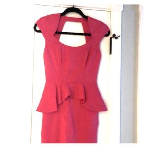 Bebe Pink Peplum Sheath Dress XS